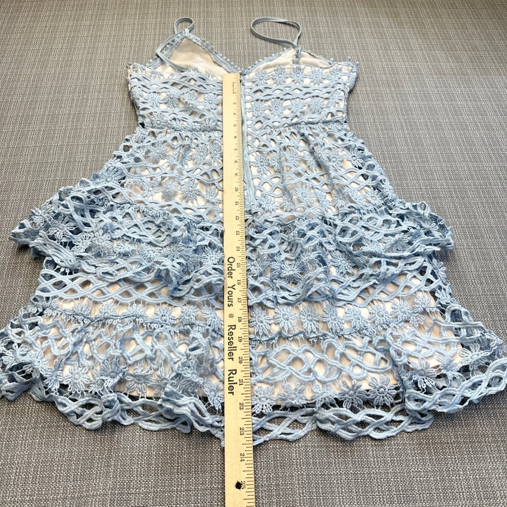 Fairycore Babydool Blue Crochet Lace Dress size Medium‎ Tiered Feminine Romantic - Picture 9 of 10